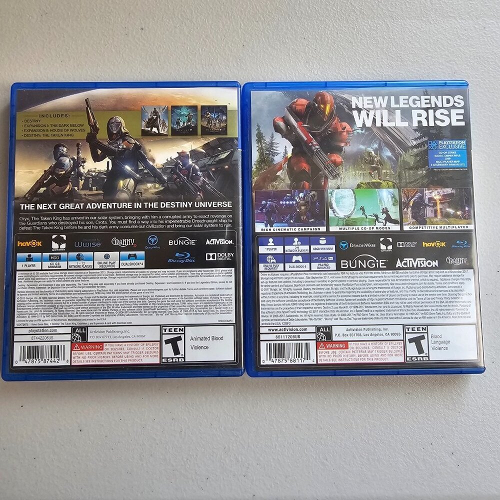 Destiny 1 & Destiny 2 PS4 Game Lot Complete w/ Case & Inserts Bungie Activision - Picture 2 of 6